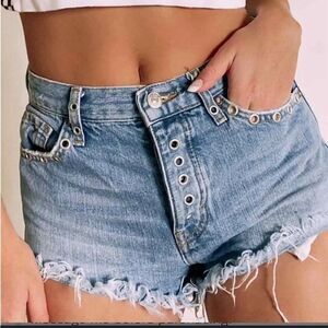 FREE PEOPLE  BARCELONA GROMMET JEAN CUT OFF DENIM SHORTS WOMENS SIZE 27